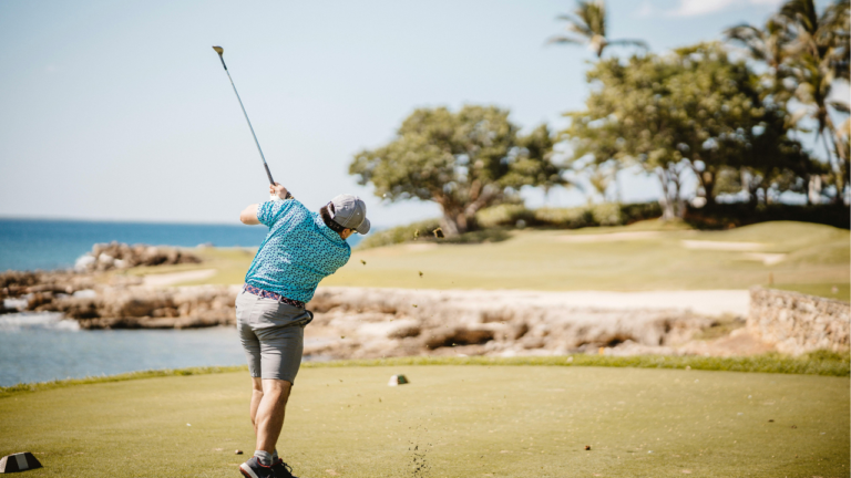Man Playing On A Golf Course On The Big Island